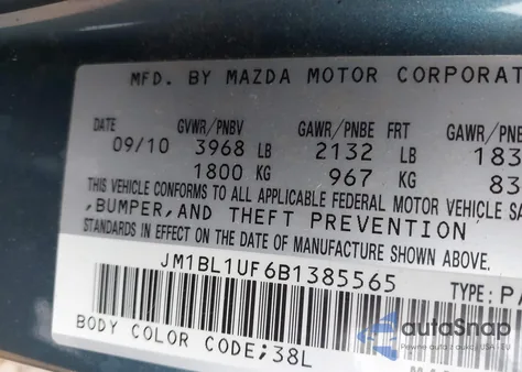 2011 Mazda Mazda3 I Sport из США, поврежденный, VIN JM1BL1UF6B1385565